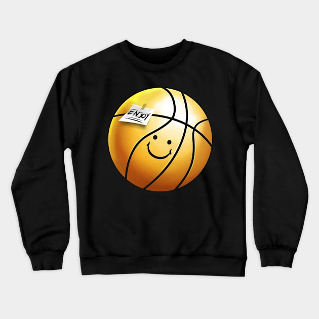 Baketball With Friendly Face And Sticker Crewneck Sweatshirt by SinBle